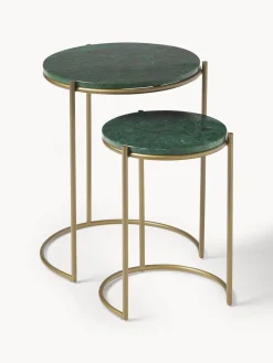 Westwing Collection Set de mesas auxiliares de mármol Ella, 2 pzas.^ Mesas Auxiliares