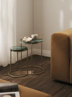 Westwing Collection Set de mesas auxiliares de mármol Ella, 2 pzas.^ Mesas Auxiliares