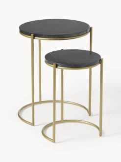 Westwing Collection Set de mesas auxiliares de mármol Ella, 2 pzas.