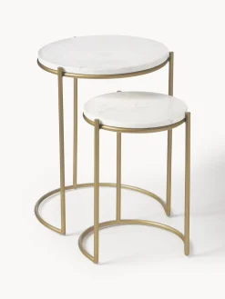 Westwing Collection Set de mesas auxiliares de mármol Ella, 2 pzas.