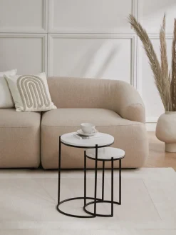 Westwing Collection Set de mesas auxiliares de mármol Ella, 2 pzas.^ Mesas Auxiliares