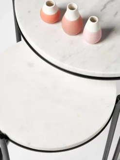 Westwing Collection Set de mesas auxiliares de mármol Ella, 2 pzas.^ Mesas Auxiliares