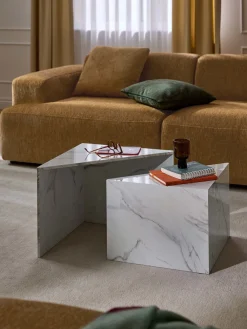 Westwing Collection Set de mesas de centro en look mármol Vilma, 2 uds.^ Mesas De Centro|Mesas De Centro