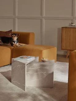 Westwing Collection Set de mesas de centro en look mármol Vilma, 2 uds.