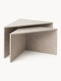 Westwing Collection Set de mesas de centro en look mármol Vilma, 2 uds.