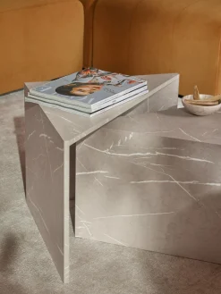 Westwing Collection Set de mesas de centro en look mármol Vilma, 2 uds.