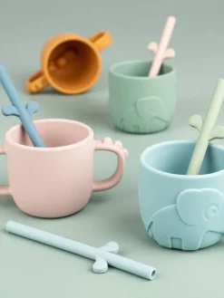 Done by Deer Set de pajitas de silicona Peekaboo, 5 uds.^Niños Vajillas Infantiles|Decoración Infantil