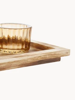 Bloomingville Set de portavelas con bandeja de madera Homa, 6 pzas.^ Farolillos|Jarrones