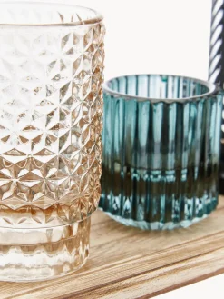 Bloomingville Set de portavelas con bandeja de madera Homa, 6 pzas.^ Farolillos|Jarrones