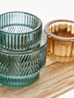 Bloomingville Set de portavelas con bandeja de madera Homa, 6 pzas.^ Farolillos|Jarrones