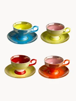 POLSPOTTEN Set de tazas de espresso con platitos Grandma, 4 uds.^ Tazas De Espresso|Vajillas Completas