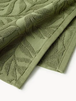 Westwing Collection Set de toallas de algodón con relieves Leaf, tamaños diferentes