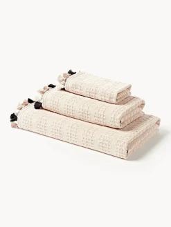 Westwing Collection Set de toallas de terciopelo con flecos Tallulah, tamaños diferentes^ Toallas|Mantas