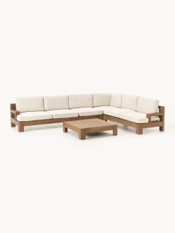Westwing Collection Set lounge modular para exterior de madera de acacia Joshua, 4 pzas.^ Conjuntos Jardín