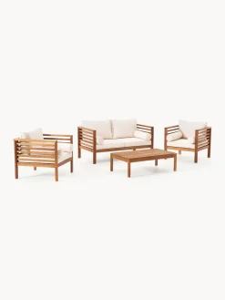 Westwing Collection Set lounge para exterior de madera de acacia Bo, 4 pzas.