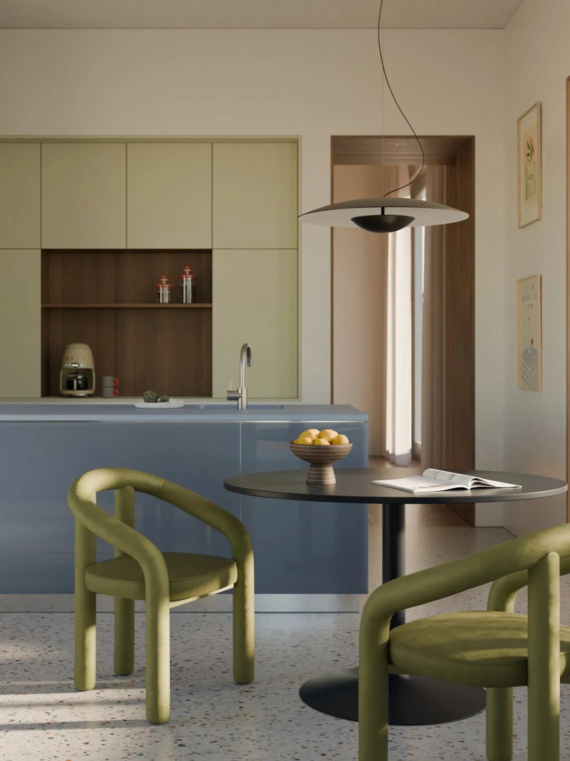 Westwing Collection Silla con reposabrazos de terciopelo Calan