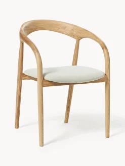 Westwing Collection Silla con reposabrazos de madera de fresno y asiento tapizado Camille^ Sillas De Madera|Sillas Con Reposabrazos