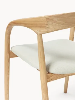 Westwing Collection Silla con reposabrazos de madera de fresno y asiento tapizado Camille^ Sillas De Madera|Sillas Con Reposabrazos
