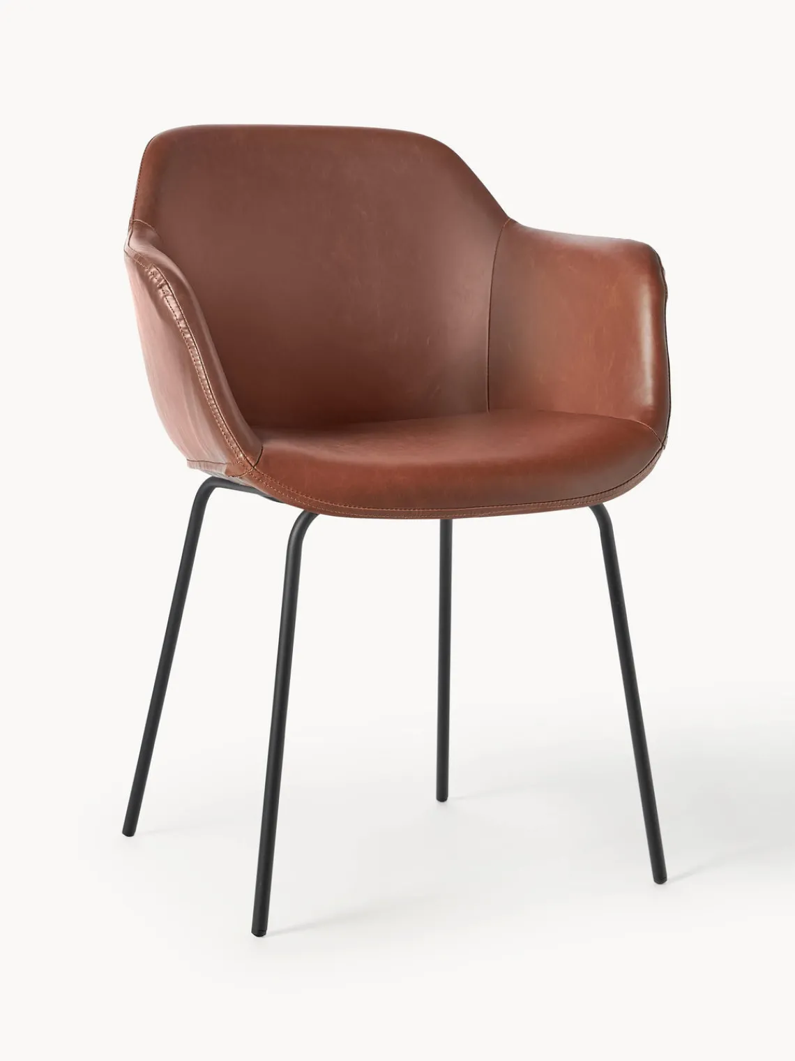 Westwing Collection Silla de cuero sintético con reposabrazos Fiji