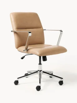 Westwing Collection Silla de escritorio de cuero sintético con reposabrazos Reto, altura regulable