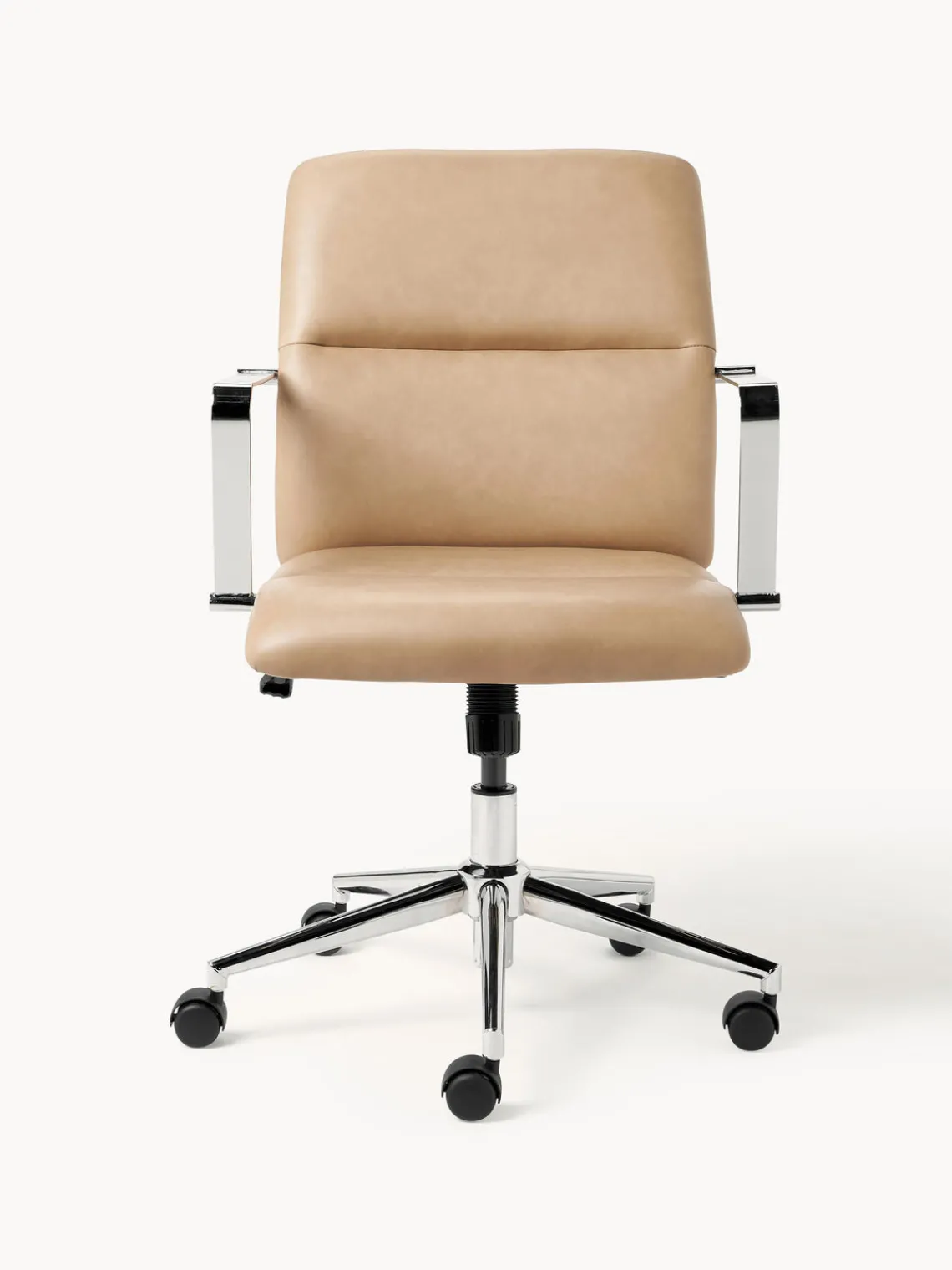 Westwing Collection Silla de escritorio de cuero sintético con reposabrazos Reto, altura regulable