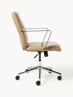 Westwing Collection Silla de escritorio de cuero sintético con reposabrazos Reto, altura regulable