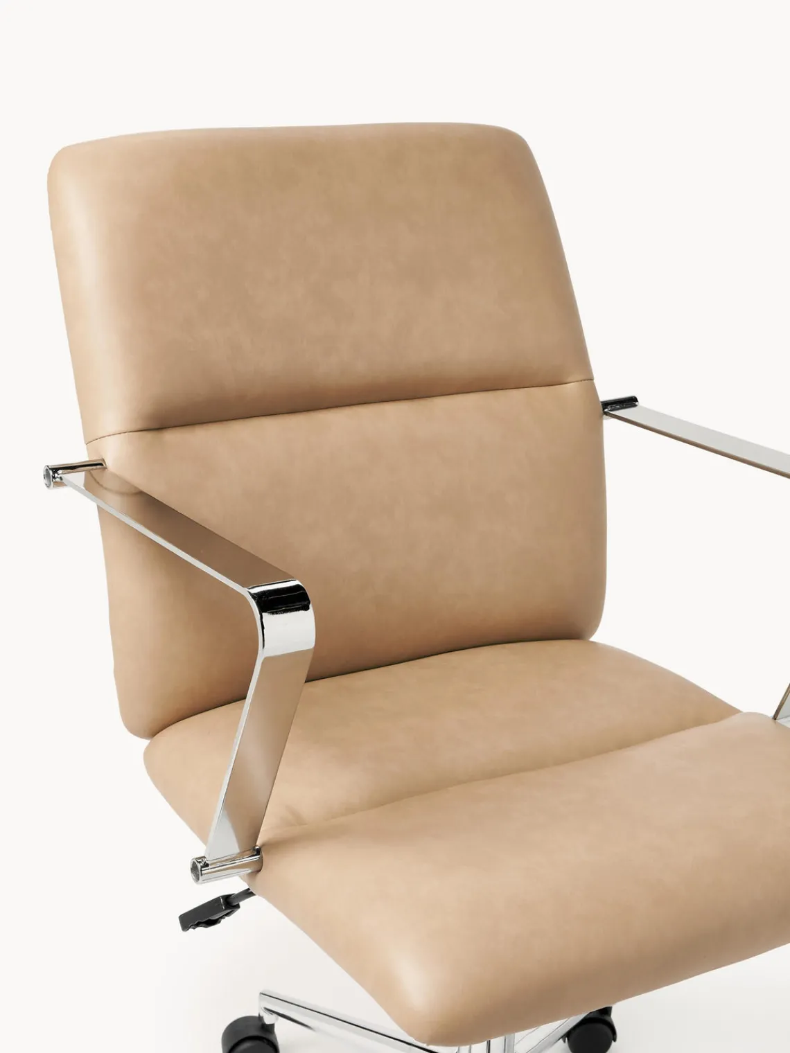 Westwing Collection Silla de escritorio de cuero sintético con reposabrazos Reto, altura regulable