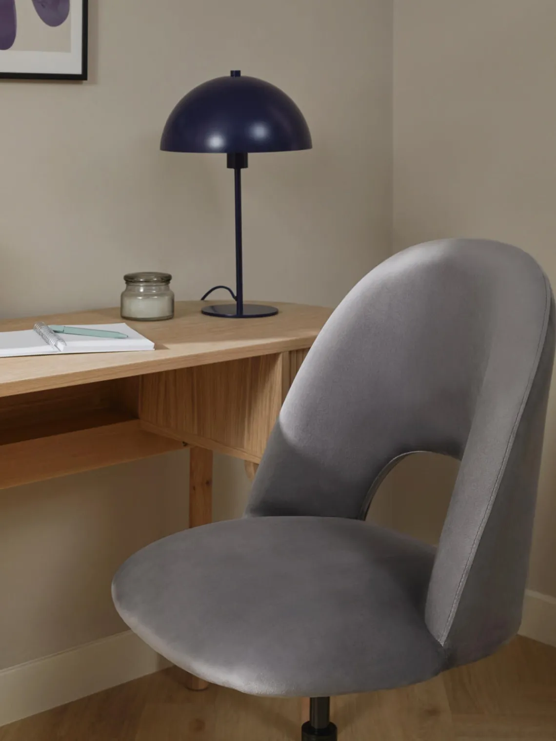 Westwing Collection Silla de escritorio de terciopelo Rachel, altura regulable