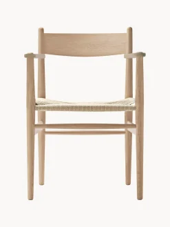 Carl Hansen & Søn Silla de madera con asiento tejido a mano CH37^ Sillas De Madera|Sillas Con Reposabrazos