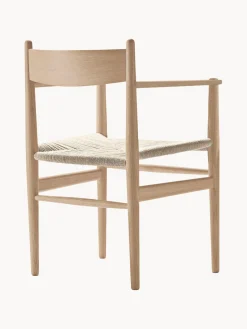 Carl Hansen & Søn Silla de madera con asiento tejido a mano CH37^ Sillas De Madera|Sillas Con Reposabrazos