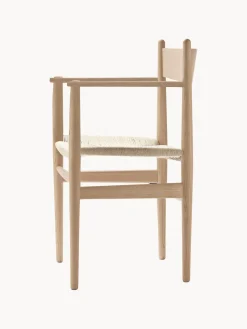 Carl Hansen & Søn Silla de madera con asiento tejido a mano CH37^ Sillas De Madera|Sillas Con Reposabrazos