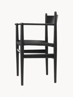 Carl Hansen & Søn Silla de madera con asiento tejido a mano CH37^ Sillas De Madera|Sillas Con Reposabrazos