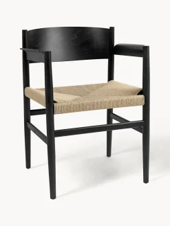 Mater Silla de madera de haya artesanal con asiento tejido Nestor