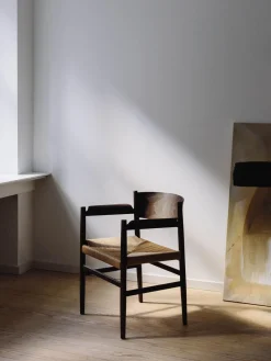 Mater Silla de madera de haya artesanal con asiento tejido Nestor