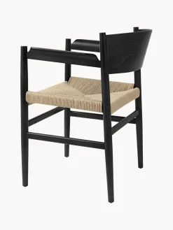 Mater Silla de madera de haya artesanal con asiento tejido Nestor