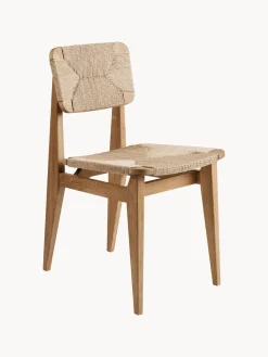 GUBI Silla de madera de roble con asiento trenzado C-Chair^ Sillas De Madera|Sillas