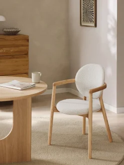 Westwing Collection Silla de madera tapizado en tejido bouclé Maia