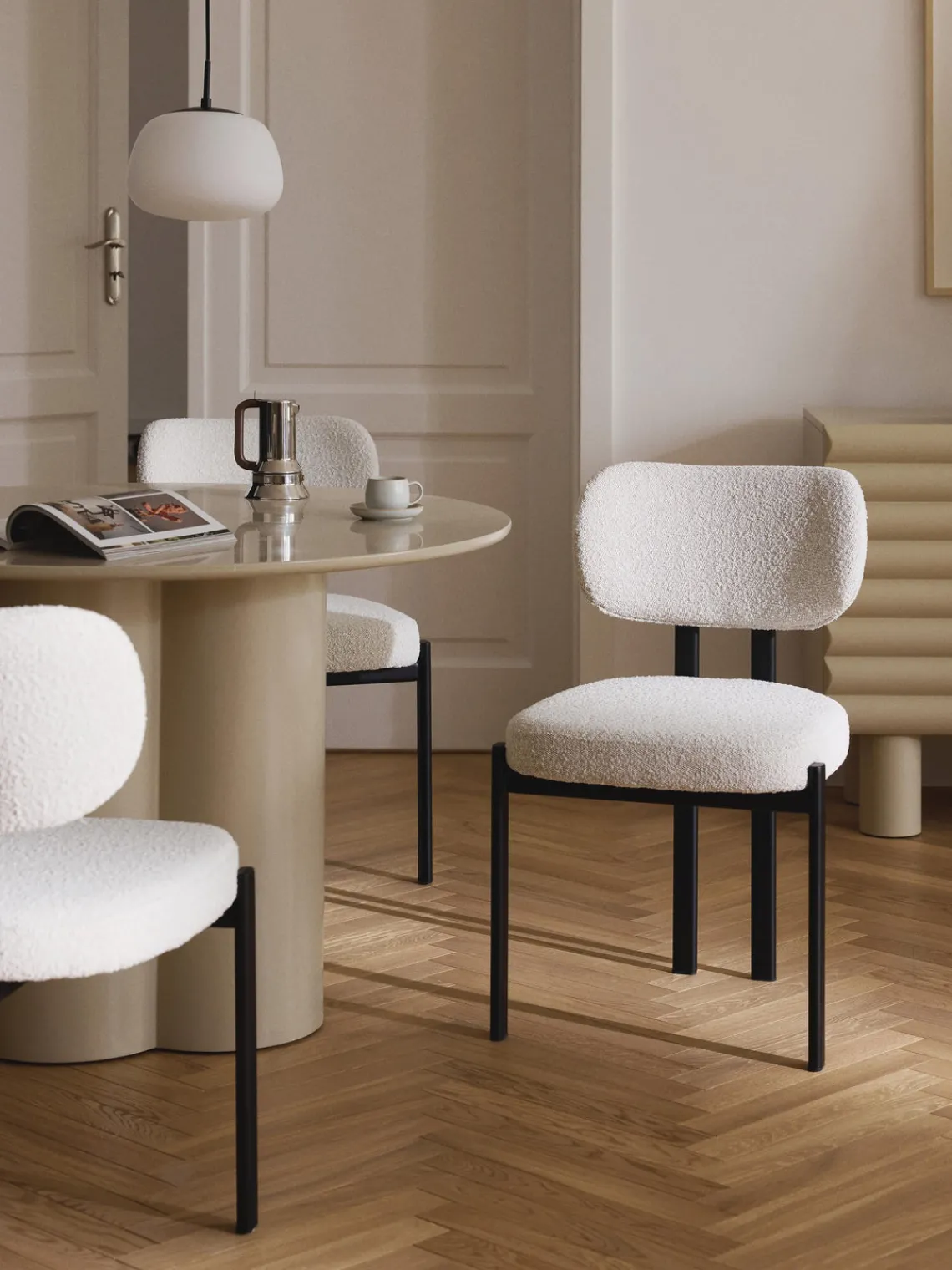 Westwing Collection Silla tapizada en tejido bouclé Adrien