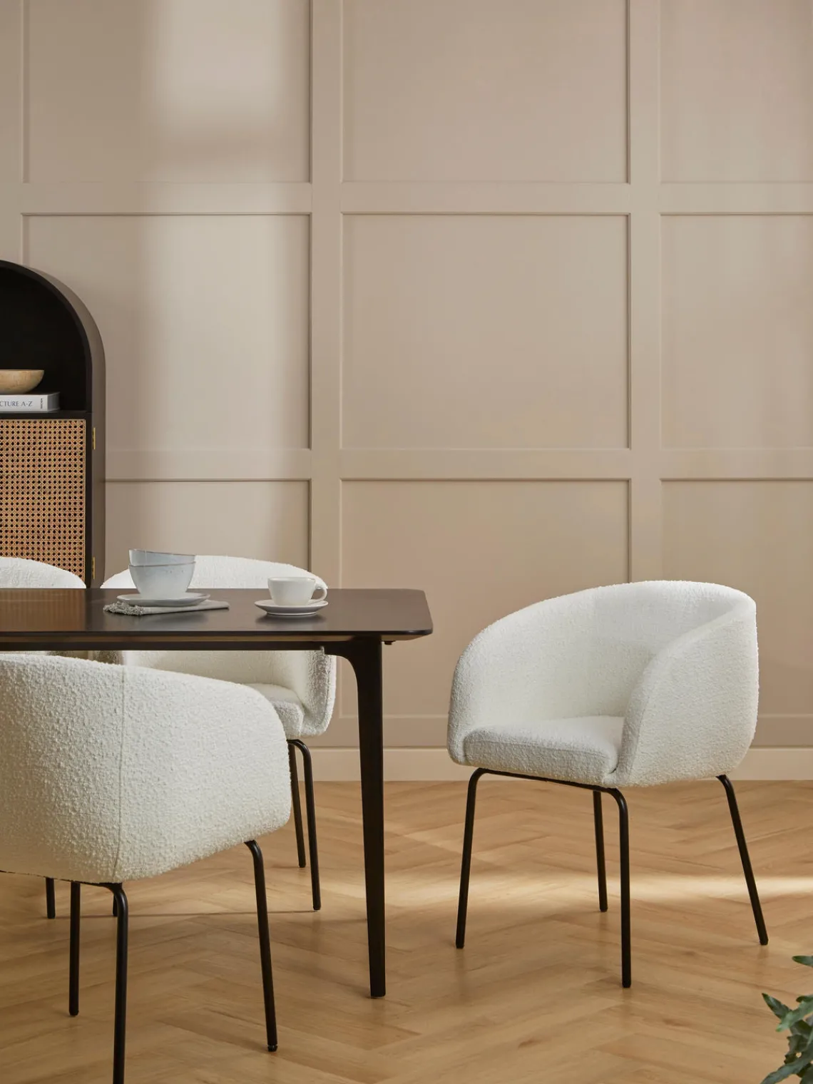 Westwing Collection Sillas con reposabrazos en tejido bouclé Alani, 2 uds