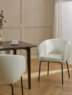 Westwing Collection Sillas con reposabrazos en tejido bouclé Alani, 2 uds