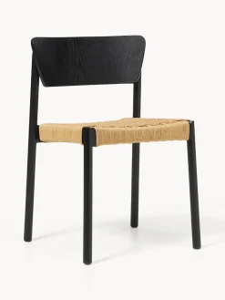 Westwing Collection Sillas de madera y ratán Danny, 2 uds.