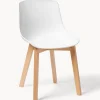 Westwing Collection Sillas de plástico con patas de madera Dave, 2 uds.