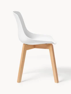 Westwing Collection Sillas de plástico con patas de madera Dave, 2 uds.