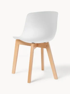 Westwing Collection Sillas de plástico con patas de madera Dave, 2 uds.