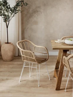 Westwing Collection Sillas de polirratán con reposabrazos Costa, 2 uds.