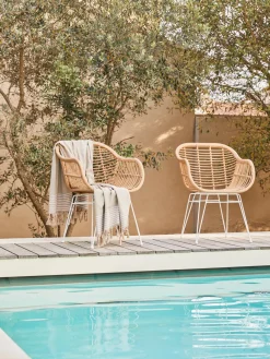 Westwing Collection Sillas de polirratán con reposabrazos Costa, 2 uds.