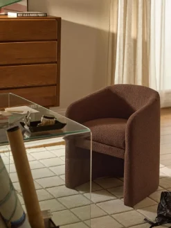 Westwing Collection Sillón con reposabrazos en tejido bouclé Mairo