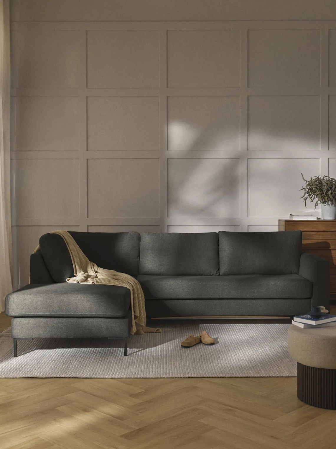 Westwing Collection Sofá cama con colchón Luna (3 plazas)