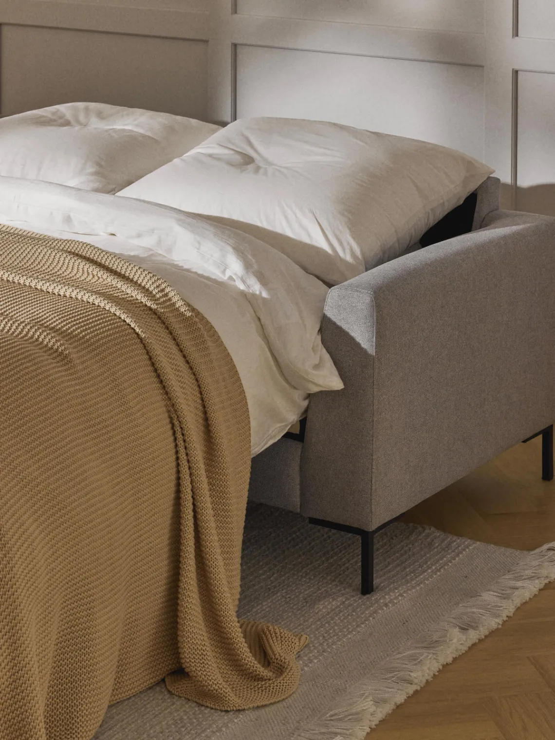 Westwing Collection Sofá cama con colchón Luna (3 plazas)