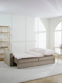 Westwing Collection Sofá cama de terciopelo Tasha (3 plazas), con espacio de almacenamiento